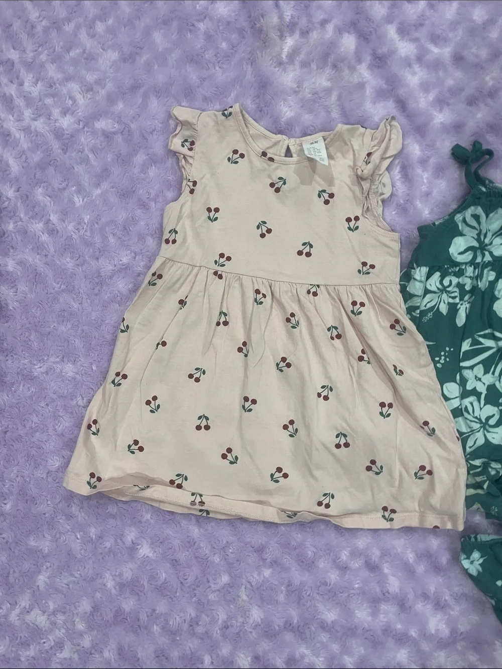 Carter's Dark Green Floral One-Piece Swimsuit with White Print